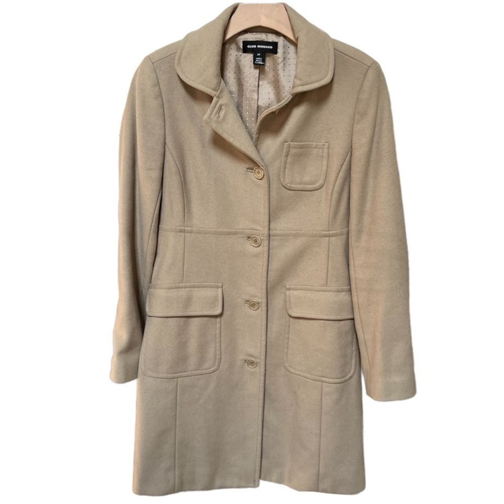 Club Monaco Wool Blend Coat in Tan Beige S